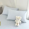 100% Cotton Single Product Bed Hat Yarn-dyed Washed The Fitted Series Striped 360 with Elastic Mattress Cover 200x220  Bedding 4