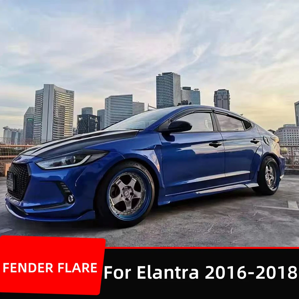 

For Hyundai Elantra 2016 17 18 Car Wide Bodykit Fender Flares Arch Wheel Eyebrow Lip Protector Trims 10Pcs/Set Accessories Parts