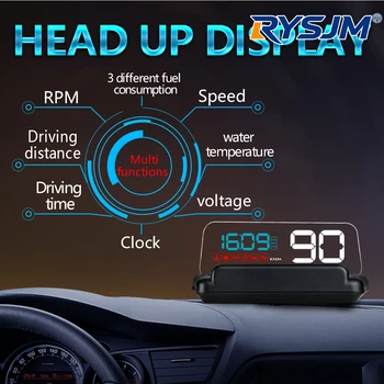 C500 Auto OBD2 HUD Display Digitale Temperatura Acqua Velocità Turbo RPM Misuratore EOBD Computer di Bordo Intelligente GPS T900 Parabrezza Per Tutte le Auto