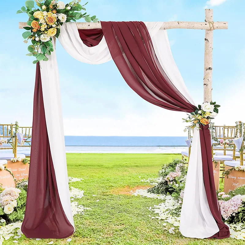 

1PC 6 Meters Wedding Arch Drape Fabric Sheer Chiffon Tulle Curtain Draping Backdrop Party Supplies Home Drapery Ceremony Decor