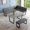 3 Piece Dining Table Set with Bench, 42.9 Inch Modern Kitchen Table with Left Seat Corner Bench and Bench Dining Room Sets 1