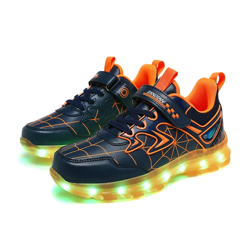 YUNICUS LED Light Shoes Children's Shoes Children's Flyknit Sneakers Boys USB Charging Luminous