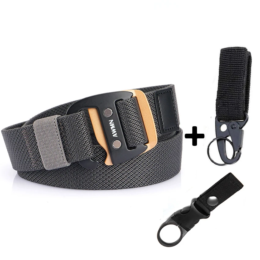 men's belts for jeans New Men's Elastic Belt For Jeans Pants Metal Buckle Casual Nylon Belt Wear-resistant Woven Stretch Outdoor Sports Accessories belts designer Belts