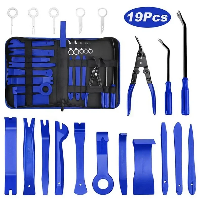 

Car Door Trim Removal Pry Tool Kit Auto Dashboard Audio Removal Hook Kit Mixed Size Fastener Clips Disassembly Repair Tools Set