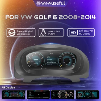 Panel de instrumentos con pantalla LCD HD de 12.3'' para VW Golf 6 años 2008-2014, velocímetro digital virtual, panel de cabina. 1