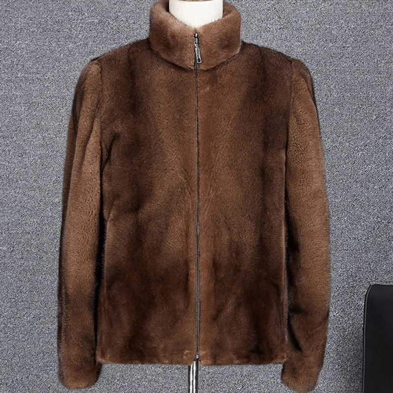 Luxury Brand Men Clothing Winter Thick Warm Faux Fur Coat Long Sleeve Faux Mink Coat Business Casual Korean Fashion Jacket