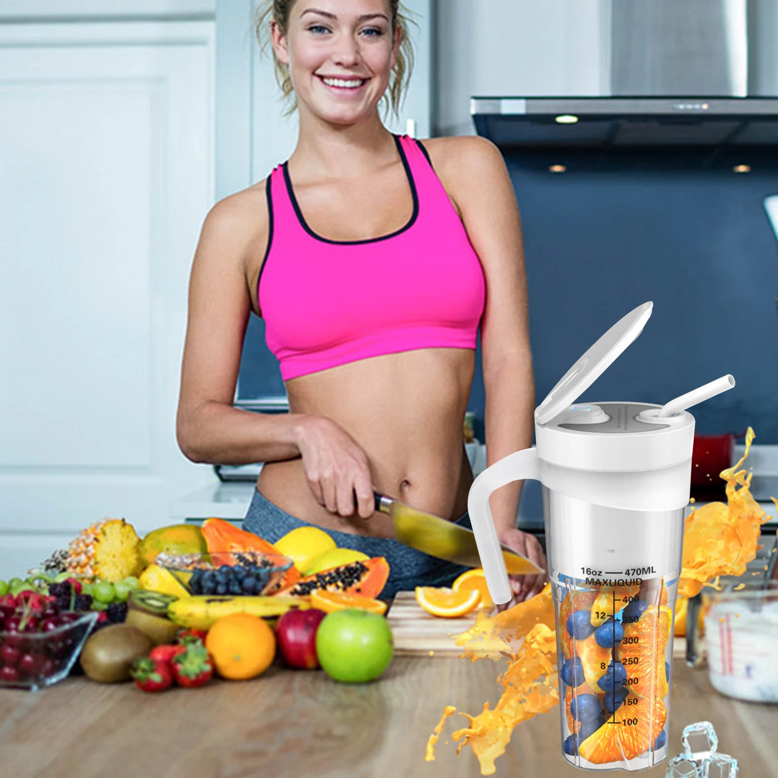 

470ml Portable Fruit Juice Blenders Mixer Summer Personal Electric Bottle Home USB Juicer Cup Machine For Kitchen