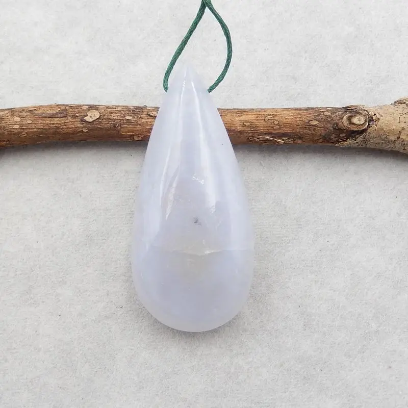 Natural Stone Drusy Blue Lace Agate Teardrop Necklace Pendant Bead 54x24x12mm 21g Trendy Jewelry Best Gift Accessories