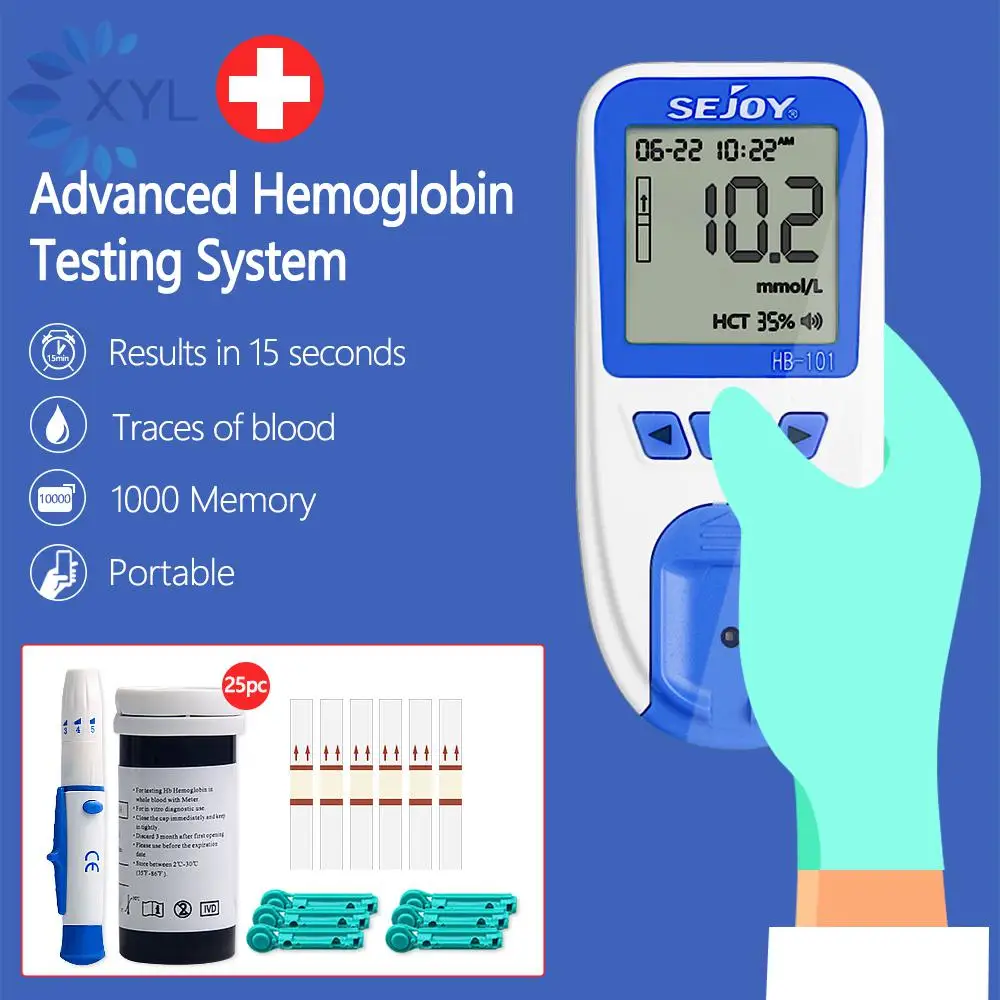 Hemoglobin HB101 Home Hb Tira De Teste De Anemia Teste Card&iacute;aco Com 25pcs Test paper meter/50Test paper no meter