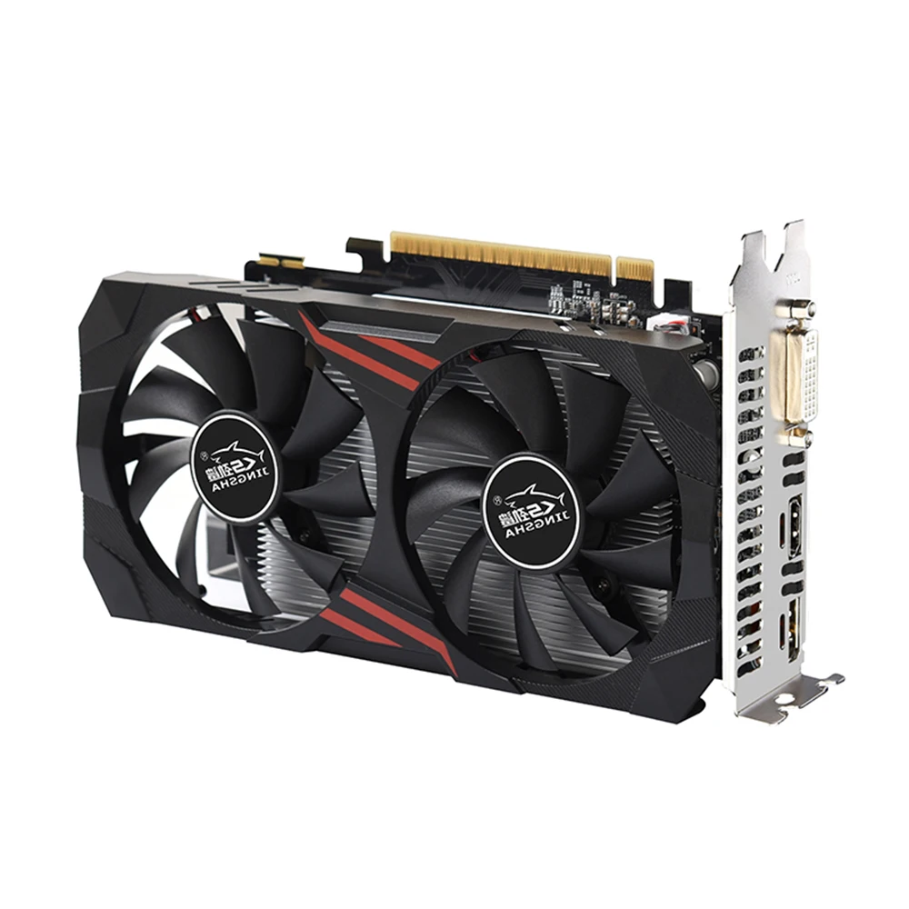 good video card for gaming pc JINGSHA GTX1050TI Gaming Graphics Card 4GB/GDDR5/128bit Memory 2 Cooling Fans Design Clear Image Quality DP+HD+DVI Output Ports gpu computer