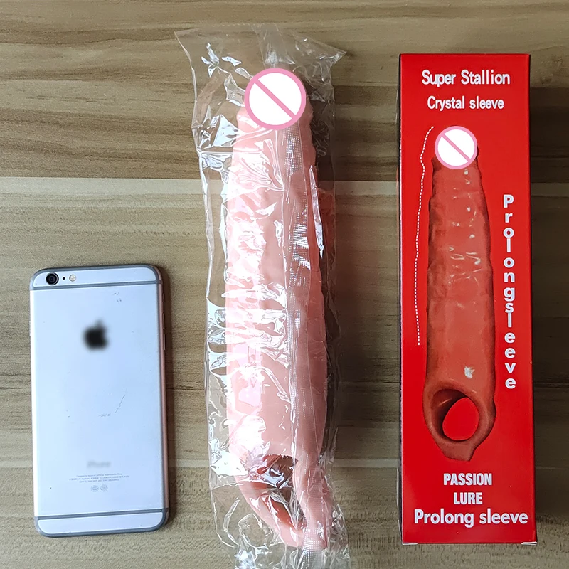 Penis sleeve Penis condom Penis enlargement 28CM Huge Penis Enlargement Extender Condoms Realistic Penis Extension Sleeve Reusable Condom Cock Ring Sex Toys Men