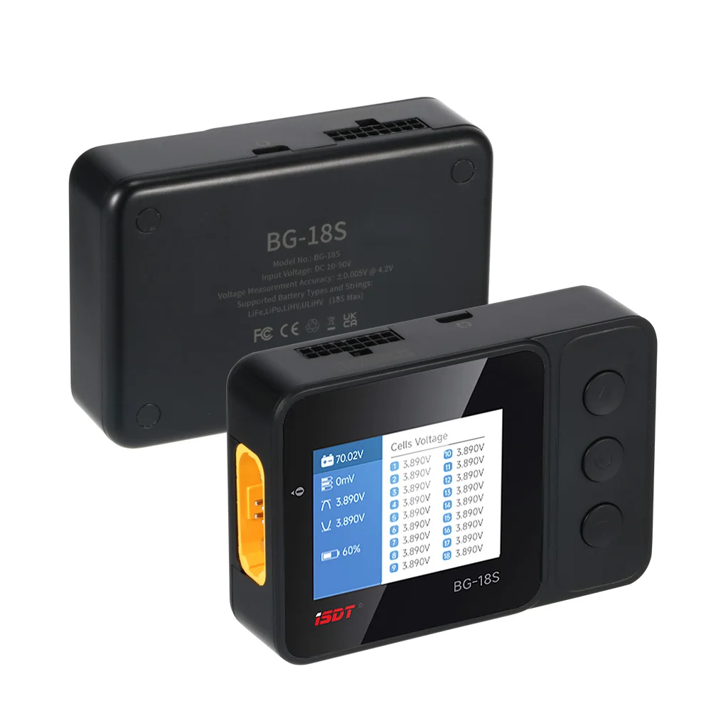 ISDT BG-18S Проверка батареи 1-18S LiPo LiFe LiHv Тестер напряжения батареи Измеритель емкости для радиоуправляемого вертолета, самолета, автомобиля thumbnail 3