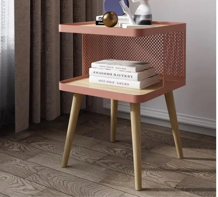 

Bedside table storage cabinet bedroom ins wind modern small cabinet iron shelf