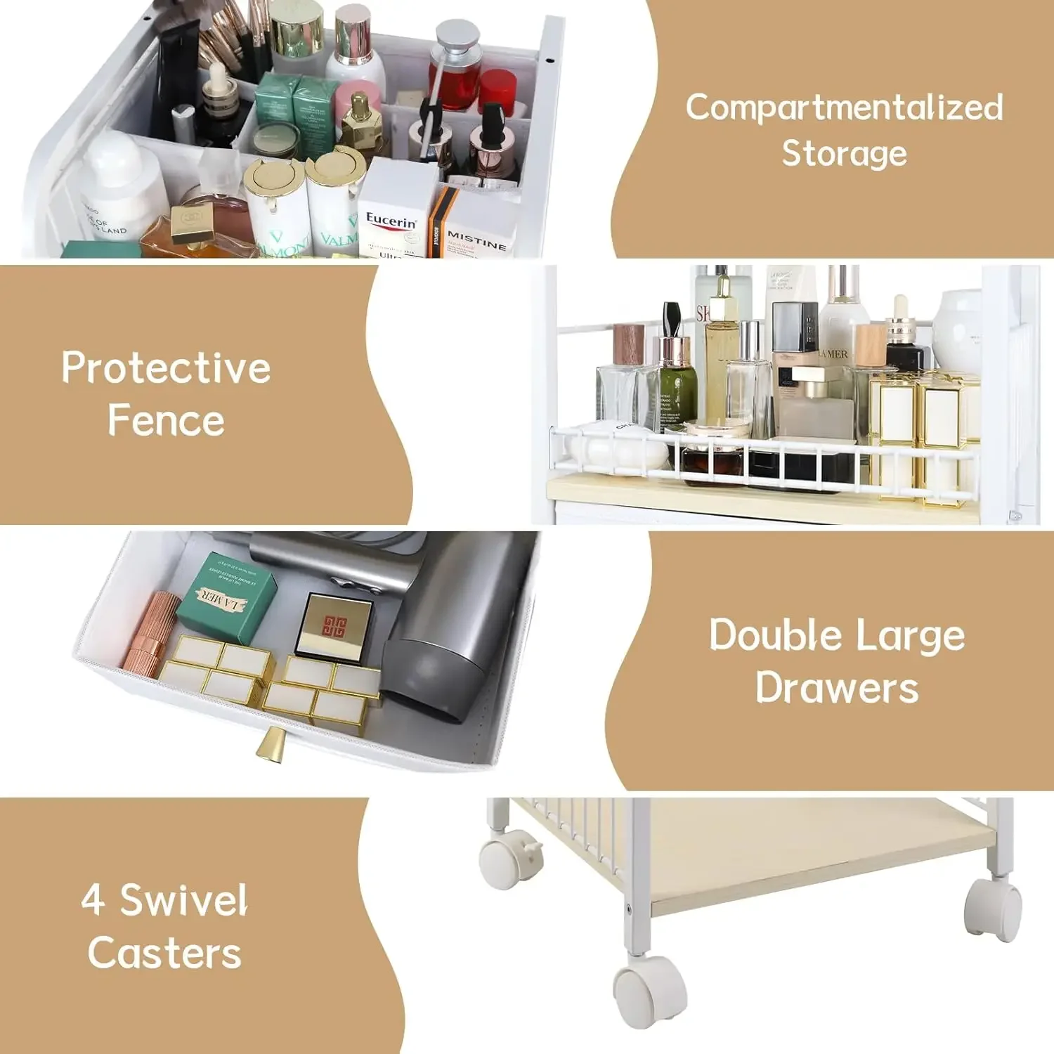 Makeup Organizer, Floor Skincare Cosmetics Organizer with Drawers, Jewelry Organizers and Storage for Earring Necklace 5