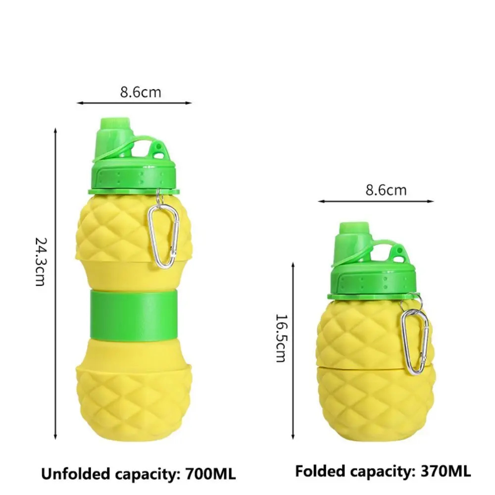 Collapsible Pineapple-Shaped Silicone Water Bottle - 700ml Reusable & Portable