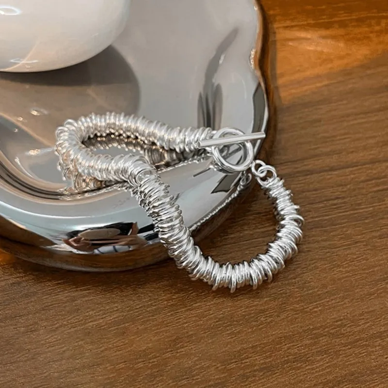 Silver Color Personalized OT Buckle Bracelet for Women Sparkling Waves 2024 New Fashion Chain Jewelry Gift Party pulseras