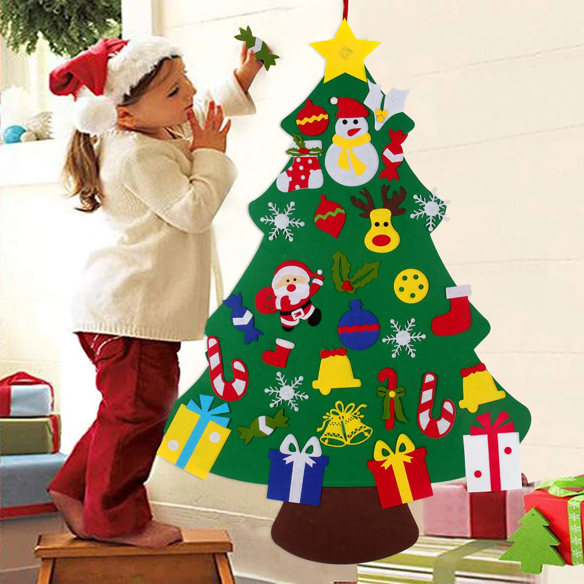 Christmas Tree Ornaments DIY Felt Christmas Tree Merry Christmas Decorations For Home Cristmas Ornament Xmas Navidad Gifts Santa Claus New Year Tree