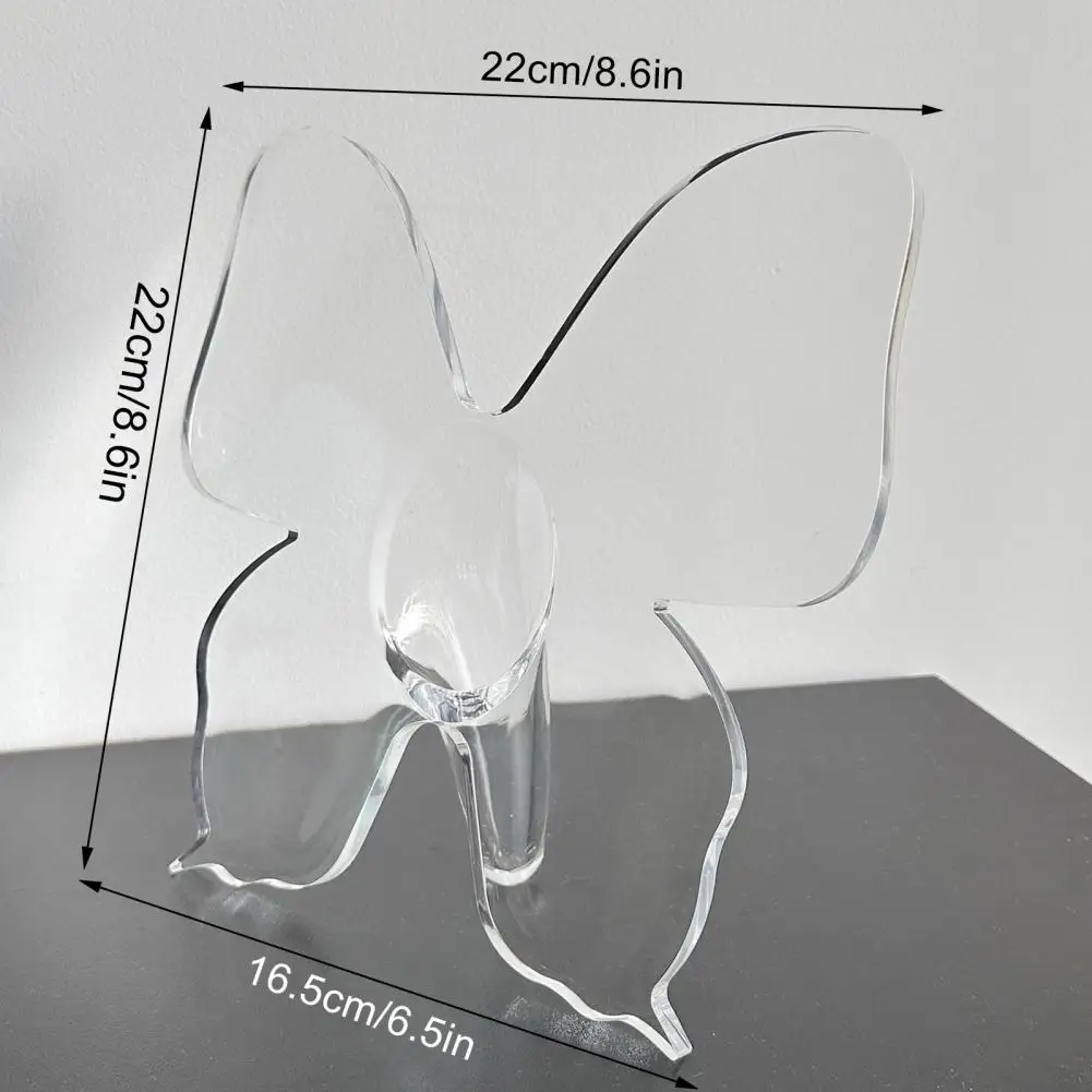 22cm Butterfly Shape Vase Transparent Acrylic Flower Pot Desktop Flower Cuttings Holder For Home End Table Dinning Table Office 6