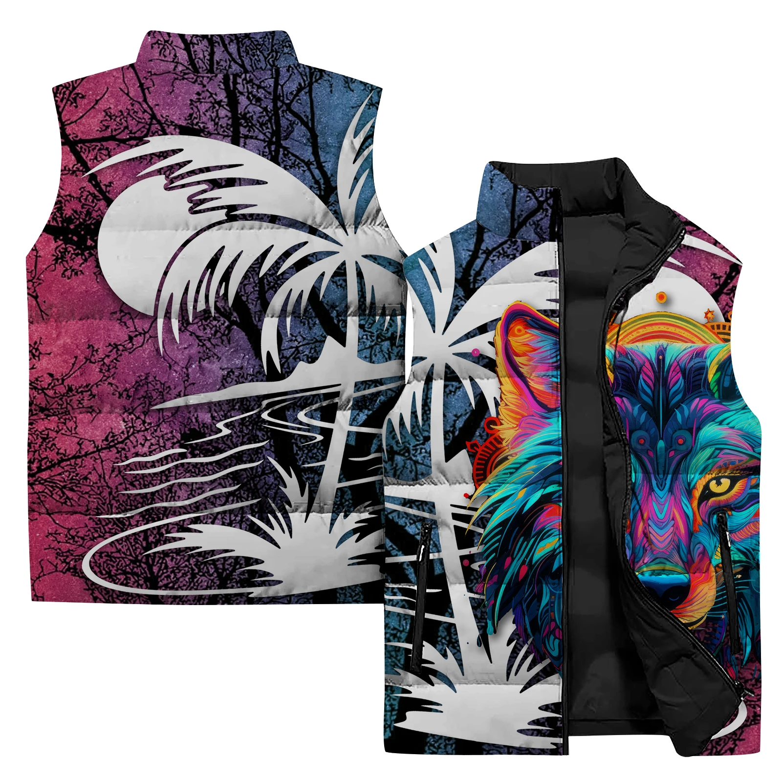 thumbnail image 1 of Chaquetas de invierno cómodas y versátiles para hombre, chalecos deportivos elegantes con estampado de tigre, resistentes al viento y al frío, ropa de trabajo para hombre, 1 of 5