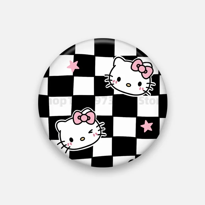 クリエイティブなシナモロール クロミ バッジ 漫画風 ハローキティ KTキャット メタルピン 丸型ブローチ バックパック用 DIY小道具 バッグ用ギフト