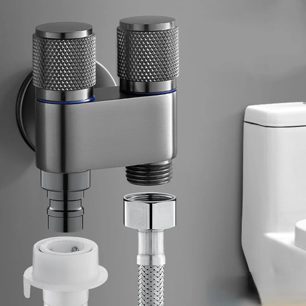 

1Set Standard 4-point Interface G1/2 1 In Two Out Double Control Washing Machine Faucet Triangle Valve For Bathroom Kitchen