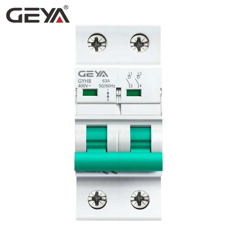 Din Rail 2Pole Main Switch Function Disconnector Switch Isolator Circuit Breaker 400VAC DP Breaker GEYA GYH8