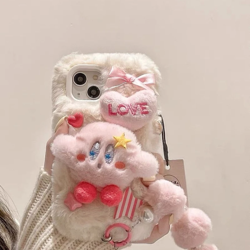 

Cartoon Pink Kirby Phone Case for Iphone15promax 15pro 14promax 13promax All-Inclusive Women's Plush Phone Protective Case
