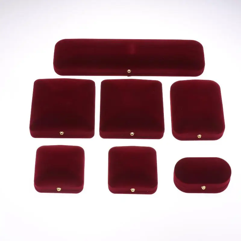 ●1PCS Flocking Gold Buckle Jewelry Box Pendant Ring Necklace Earring Bracelet Display Storage Box Luxury Feelings Packaging Box