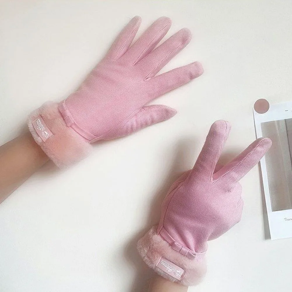 

Velvet Outdoor Cycling Gloves Korean Style Gloves Touch Screen Driving Mitten Full Finger Gloves Autumn Winter Female Gloves