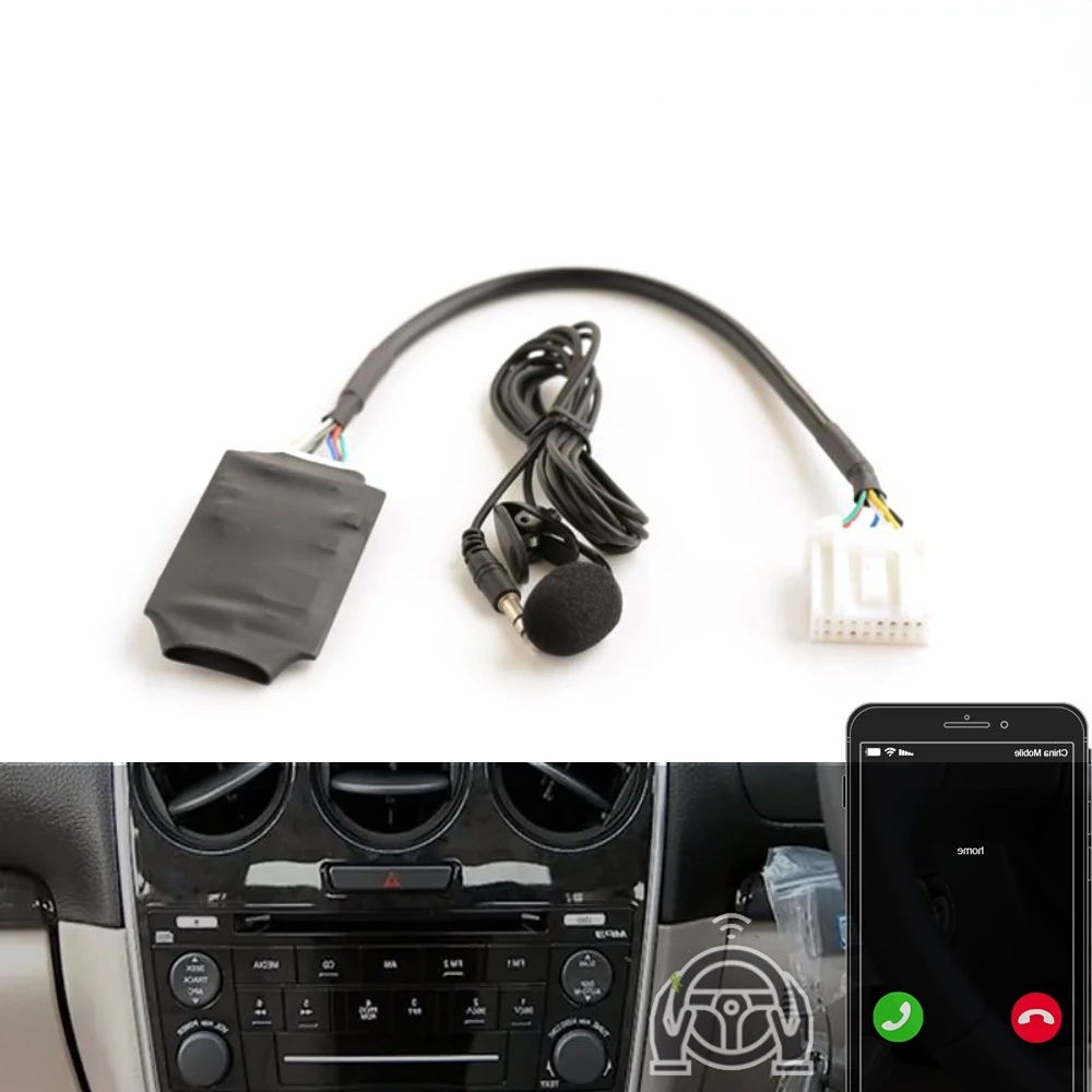 

Car Bluetooth 5.0 Kit Audio AUX Adapter 3.5mm Handfree Microphone Steering wheel control Cable For Mazda 3 5 6 MPV CX7 Adapters