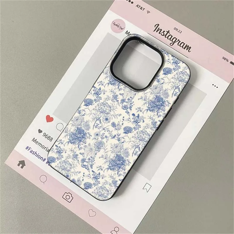 Vintage Floral Silicone PU Leather Phone Case Cover