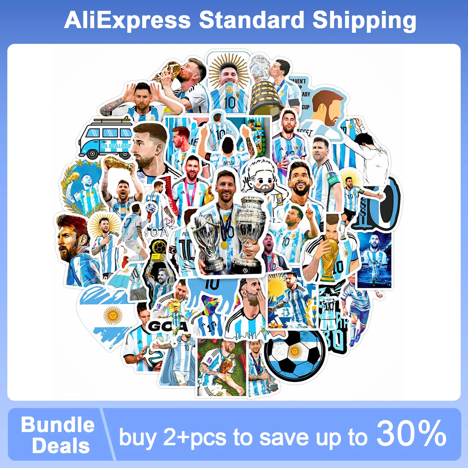 

50PCS Football Star Messi Ronaldo Neymar Sticker Laptop Luggage Phone Notebook Skateboard Water Cup Sticker Decal Kids Toys