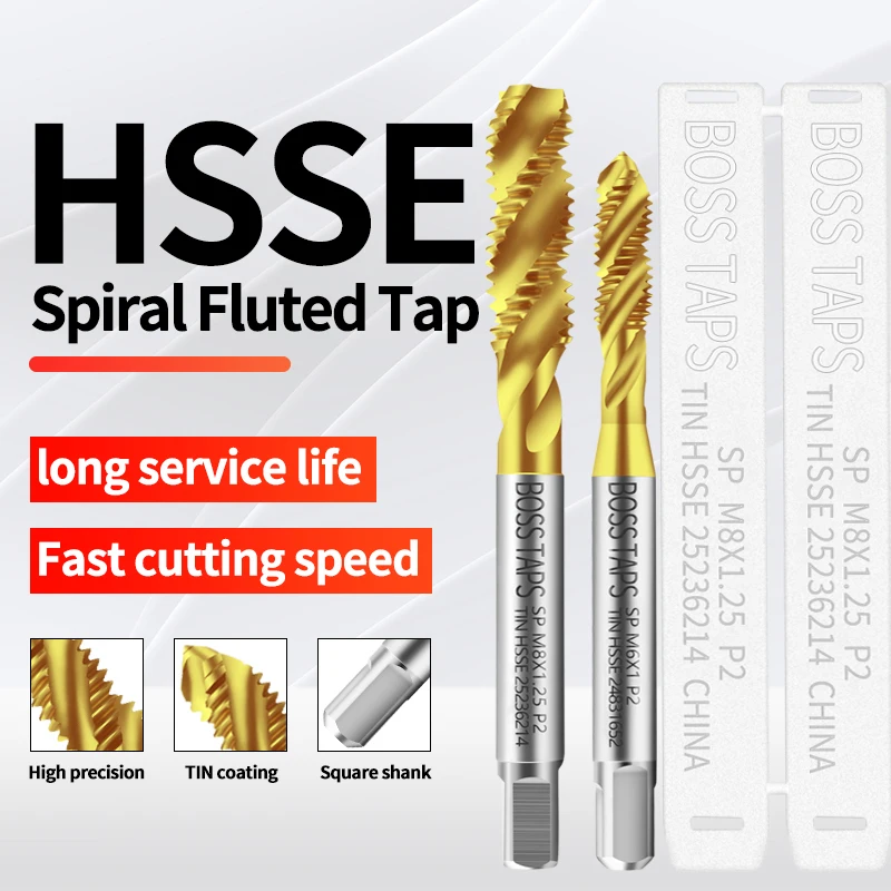 HSSE-M35 JIS Standard Spiral Fluted Tap M1.4 M1.5 M1.6 M1.7 M1.8 M2 M3 M4 M5 M6 M8 M9 Machine Screw