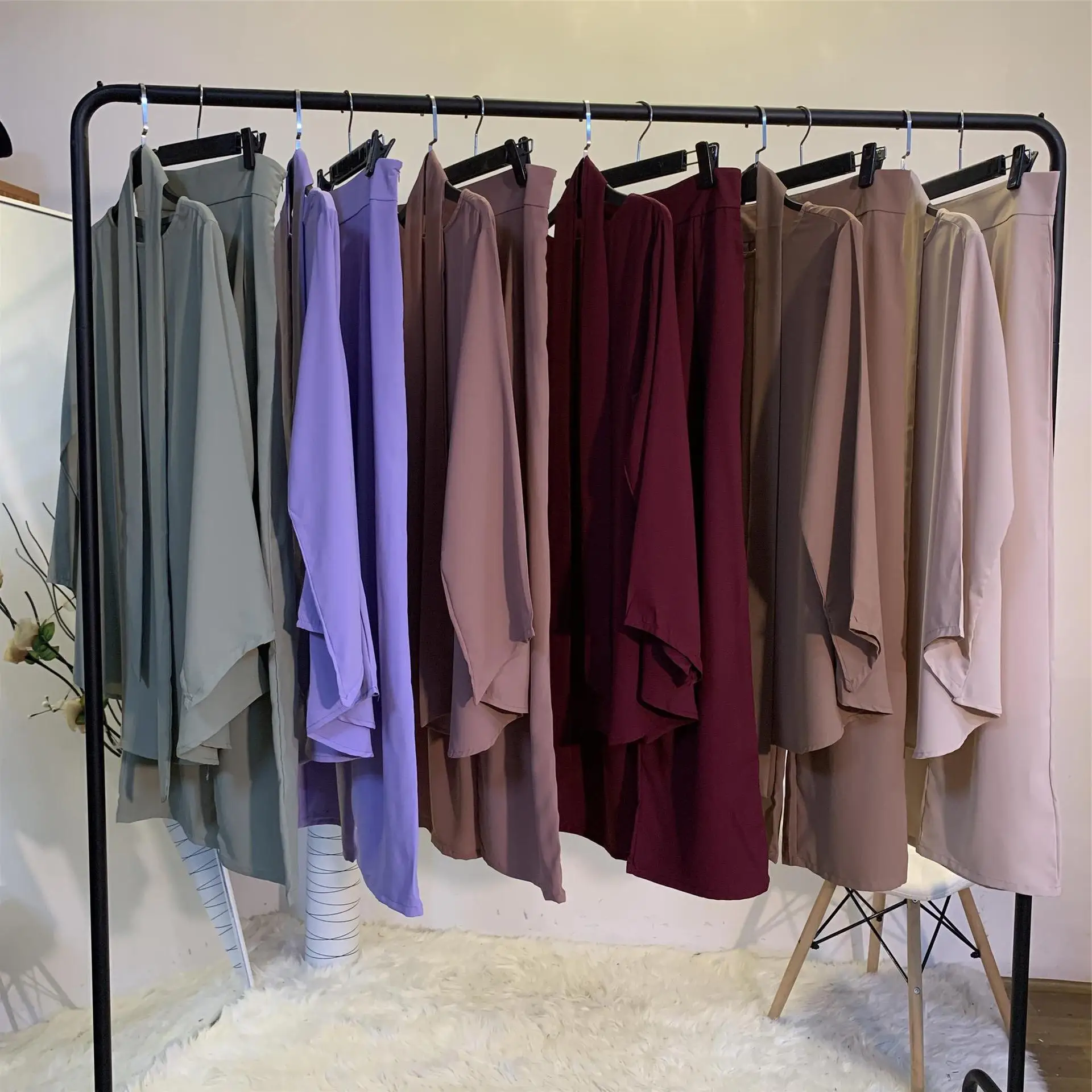 Free Shipping Exclusive Middle East Dubai Fashion Women's Wear: Simple Wide Leg Pants Muslim Nida Lace-up Suit