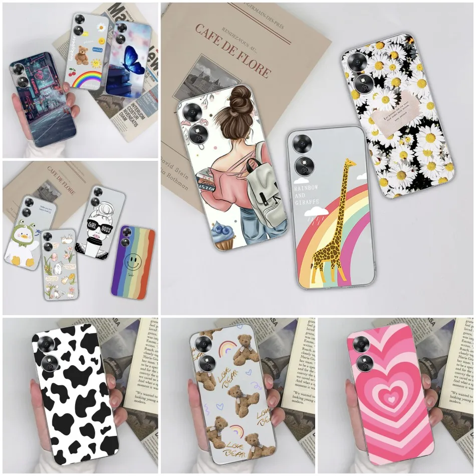 Per Oppo A17 Custodia A 17 4G Capa Custodia Morbida Nera Verniciata In Silicone Per Oppo A17 2022 Cover Oppoa17 Cph2477 Tpu Coque Protettivo