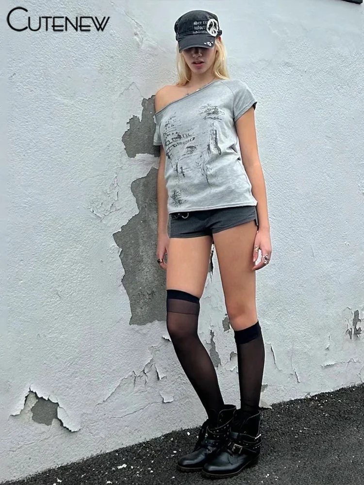 Camisetas de moda para mujer, con estampado de letras irregulares, clásicas de verano, de manga corta, básicas, para mujer, estilo urbano salvaje a juego.