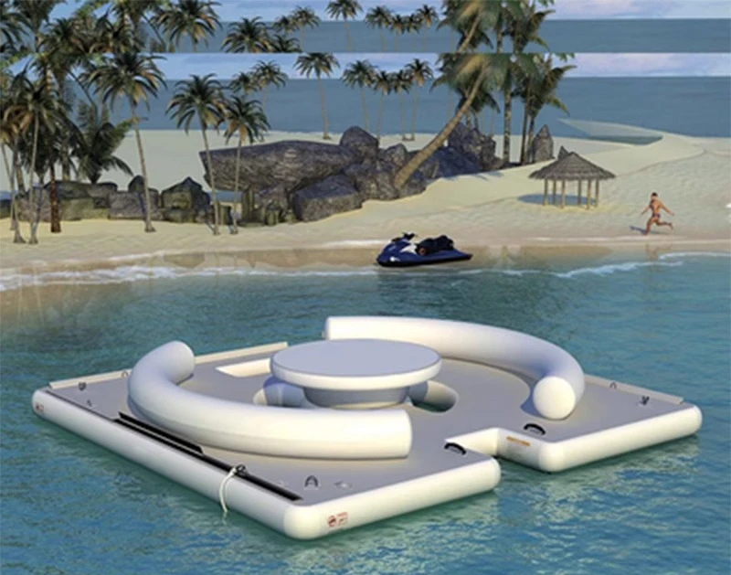 8 Person Inflatable Floating Water Play Equipment Leisure Island Dock for Luxury Yachts Leisure Platform