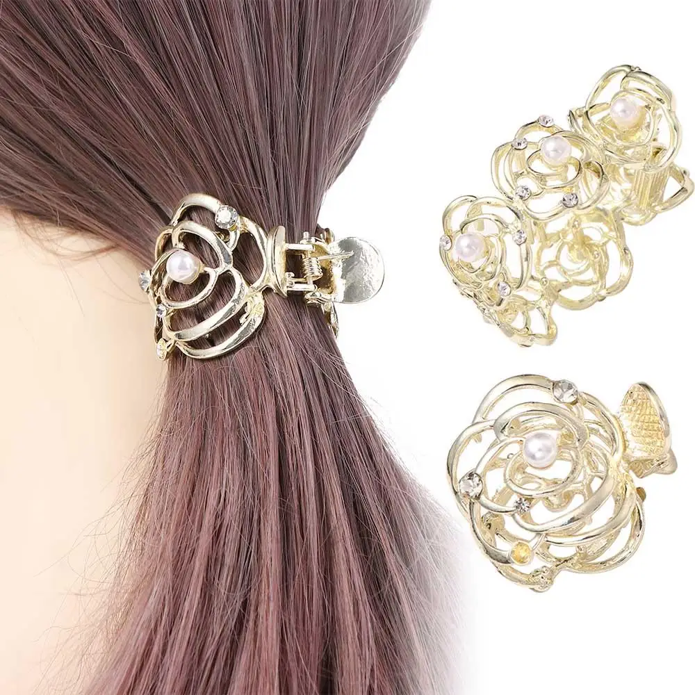 

Pearl Barrettes Headress Hair Clips Rose Flower Hair Accessories Ponytail Hair Claws Women Hairpin Korean Style Hairpin