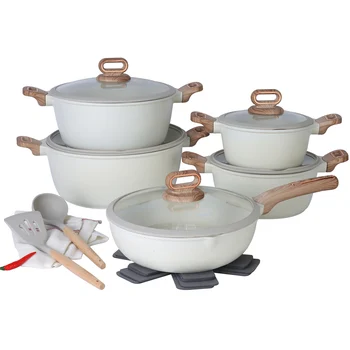 DONNOR Ceramic Cookware Sets Pots and Pans Set Nonstick 15 Pcs Induction Cookware Kitchen Cooking Set with Frying Pans Set