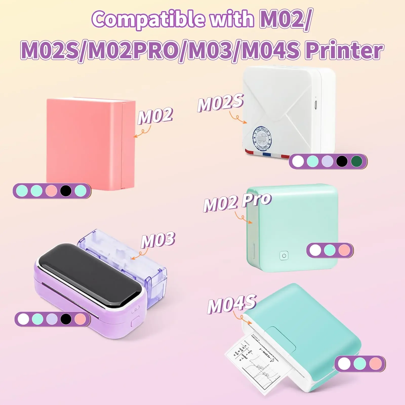 Description Picture 2 of itemTransparent Thermal Sticker Paper,Printer Paper Roll Color Sticker for Phomemo M02 T02 Paper,for Journal Photo Text Notes