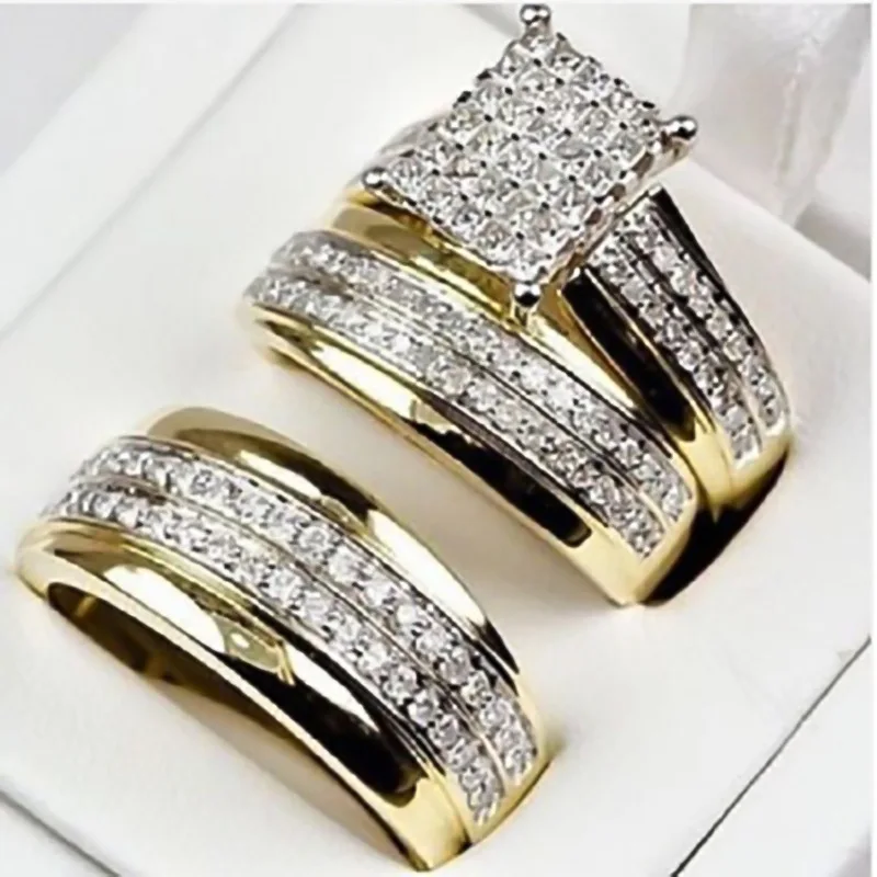 Women's simple ring set Luxury romantic heart-shaped zircon ring set 3 or 2 pieces/set for wedding rings,ring set,wedding ring