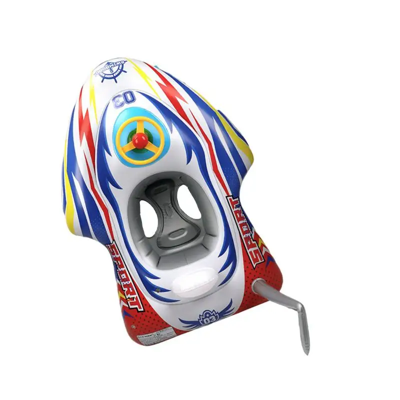 

Boat Shaped Pool Float Inflatable Boat Pool Floats For Kids Thick Inflatable Ride On Speed Boat With Steering Wheel For Children