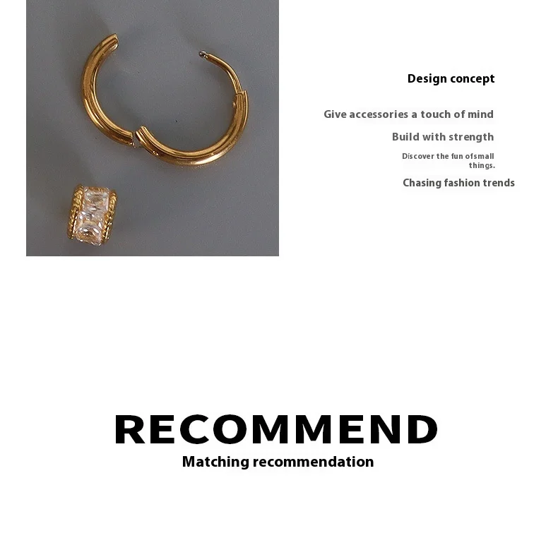 Orecchini semplici geometrici intarsiati con diamanti in stile francese, luce di lusso, set di collane versatili in acciaio al titanio, gioielli per donna_voghion.com