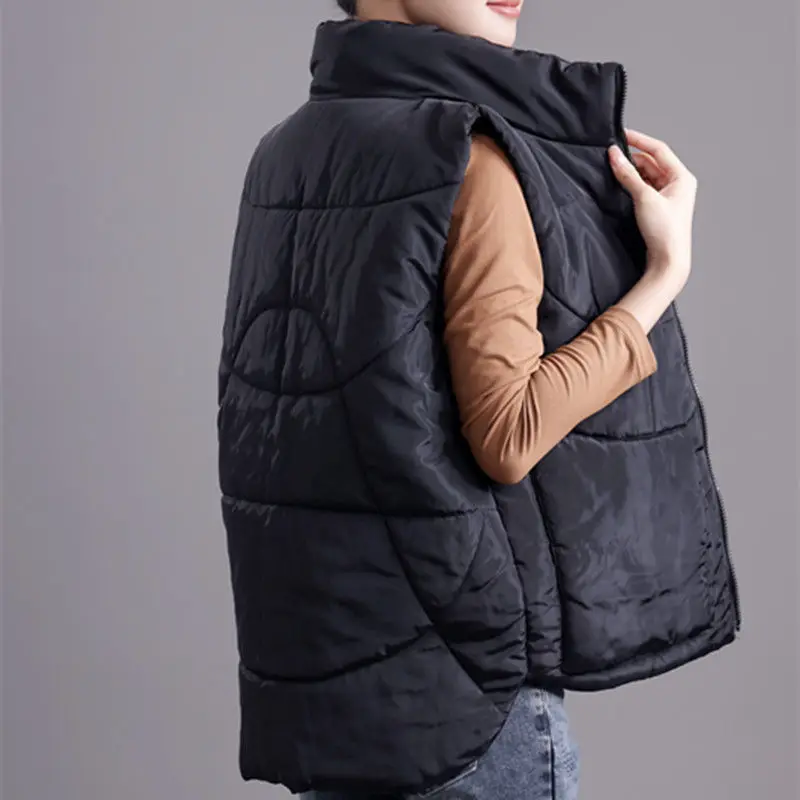 

Female Spring Hooded Women Cotton Padded Vests Casual Warm Thick Waistcoat Sleeveless Solid Color Vest Waistcoats G834