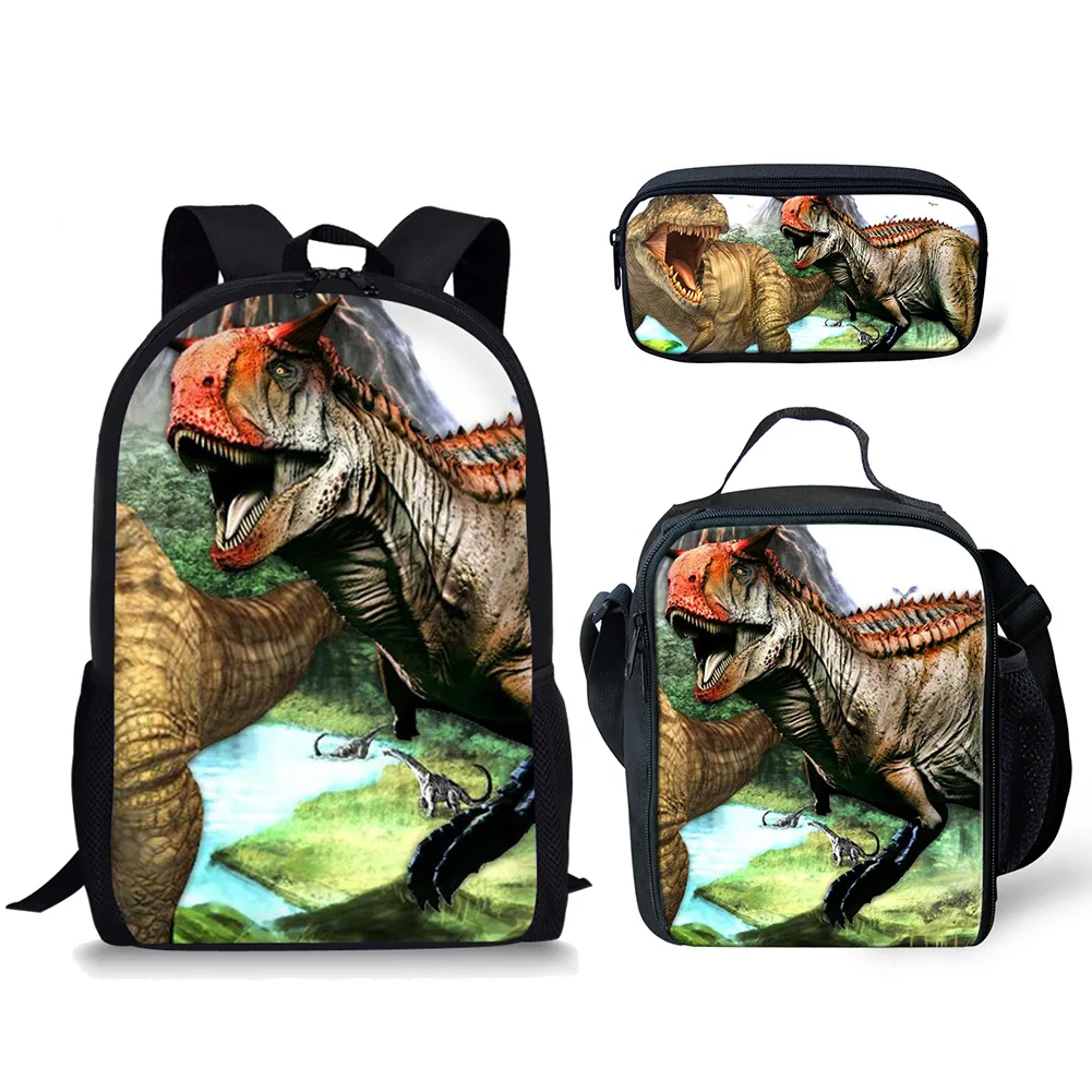 Popular Youthful Dinosaur Pterosaur 3D Print 3pcs/Set Student Travel bags Laptop Daypack Backpack Lunch Bag Pencil Case