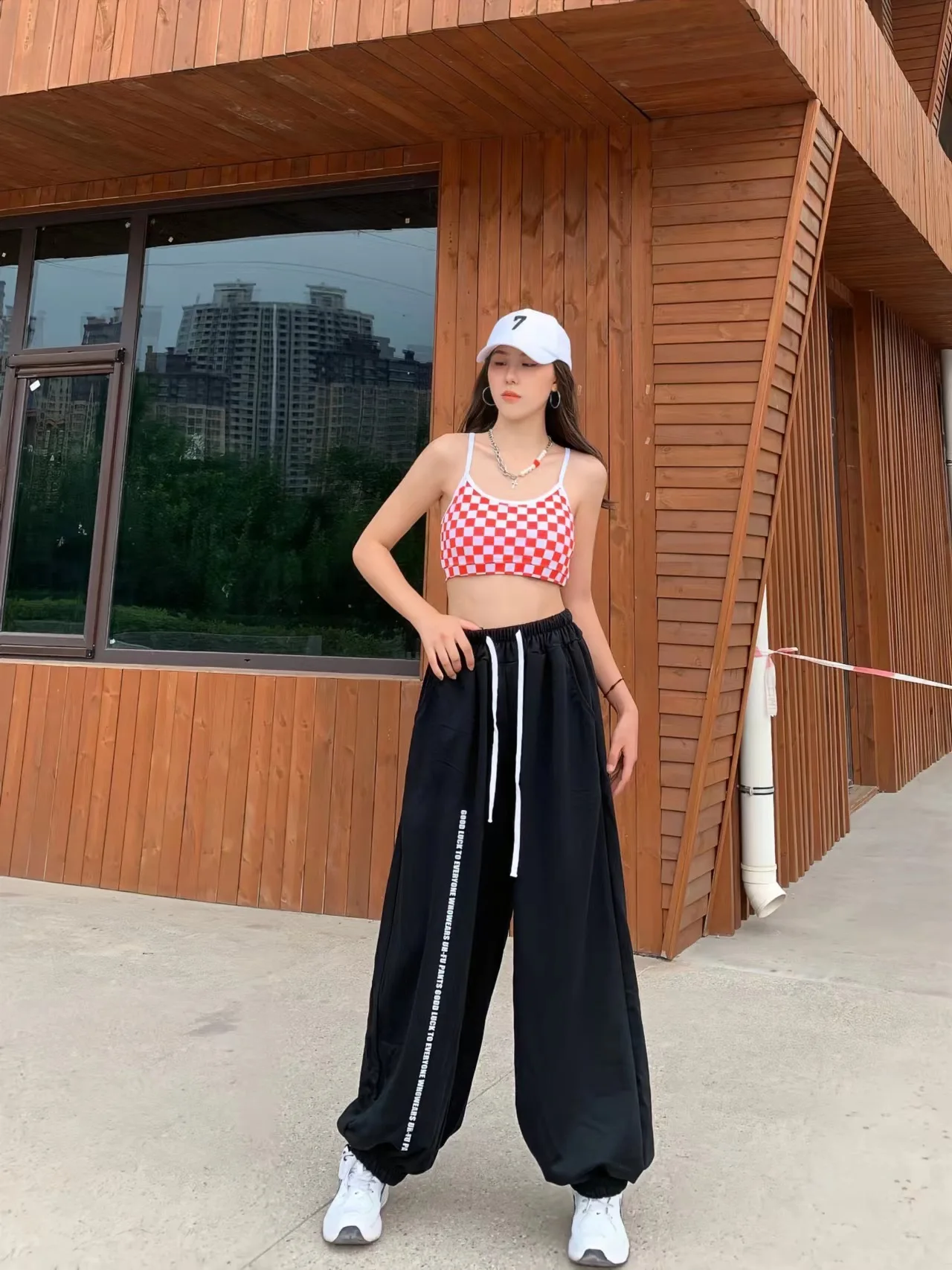Europäische amerikanische Stil Frauen Hosen hohe Taille lässig Kordel zug Design Frau Hose neue Frühling Sommer y2k Hosen – Detail 10