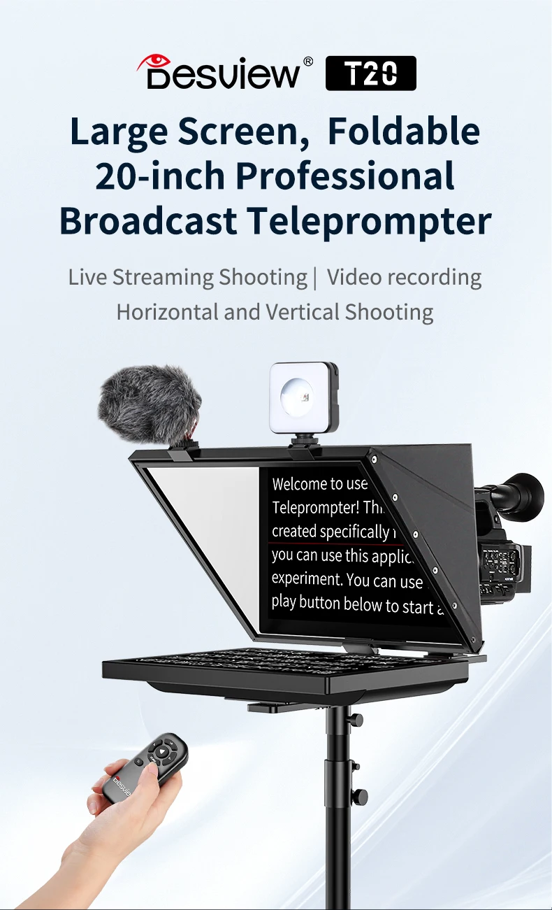 Desview T20 20-inch Professional Broadcast Teleprompter Applicable to Multiple S