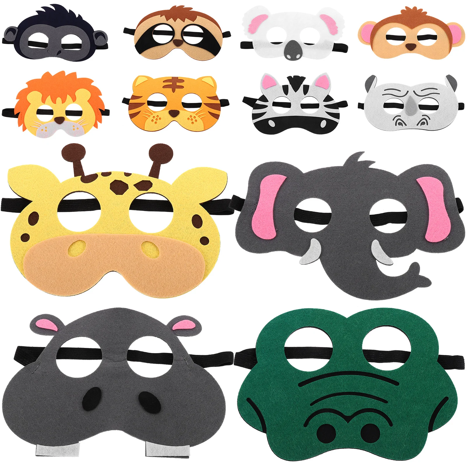 12 Pcs Halloween Children's Felt Mask Small Animal Cartoon Animation Literary Makeup Eye (animal/set) Cute Funny Masks