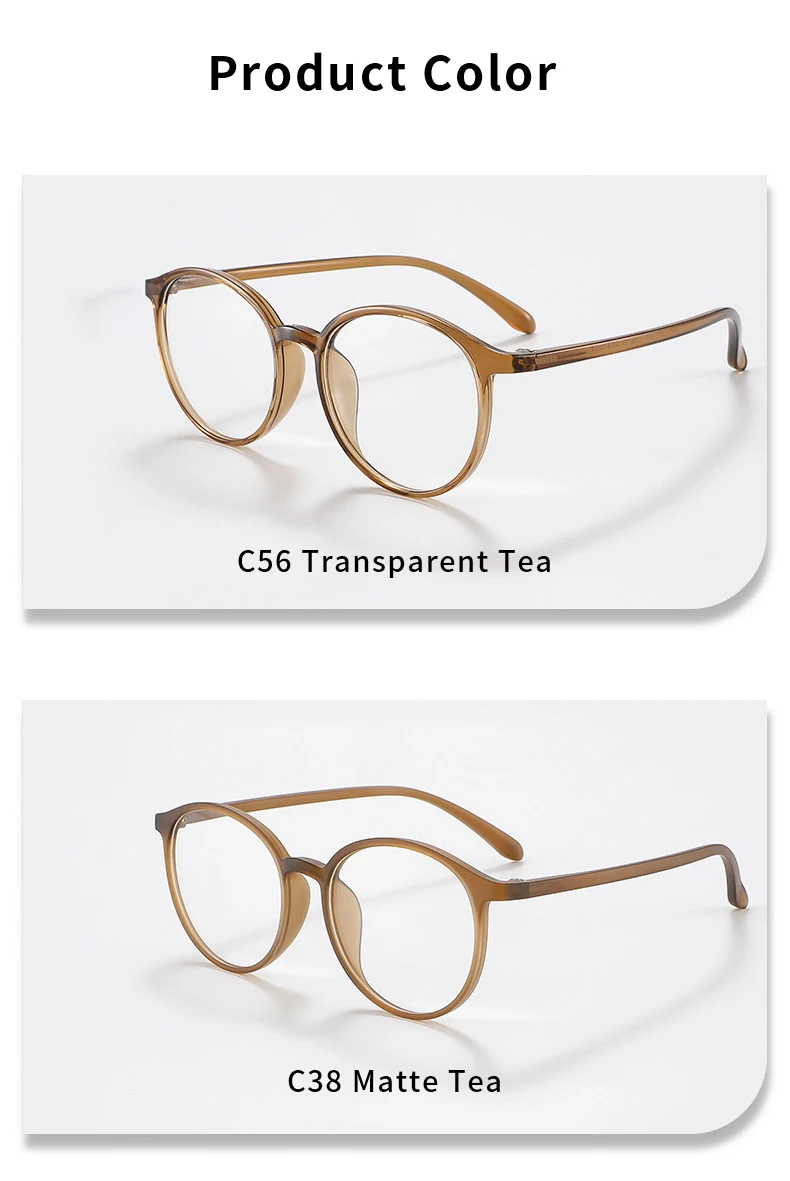 Xbora Damen Neues ultraleichtes TR90-Brillengestell Retro Runde Brillengestell Herren Myopie Optische Brillen 7121 – Detail 8