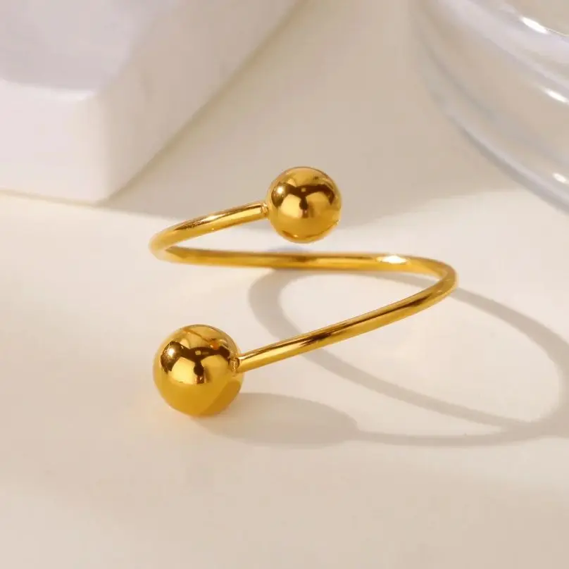 Minimalist Double Ball Rings for Women Wedding Valentine Gift